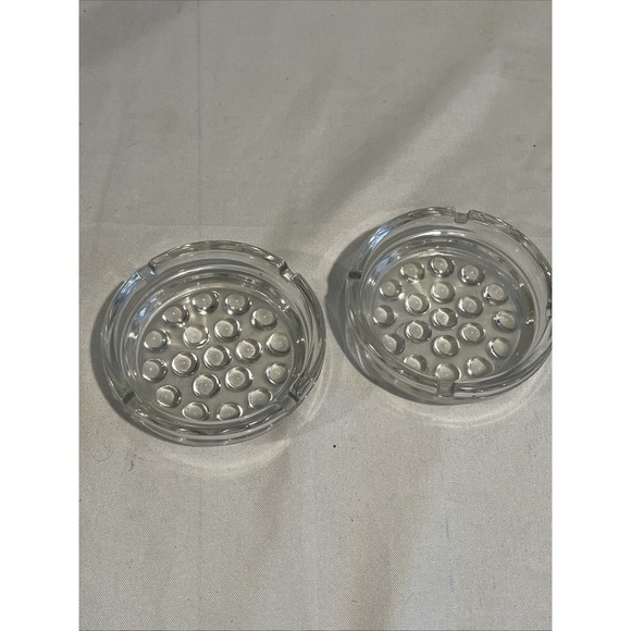 Libbey Other - Vintage Set 2- Libbey 4" Nob Hill Clear 4 Slot Round Ashtray Glass Hobnail MCM